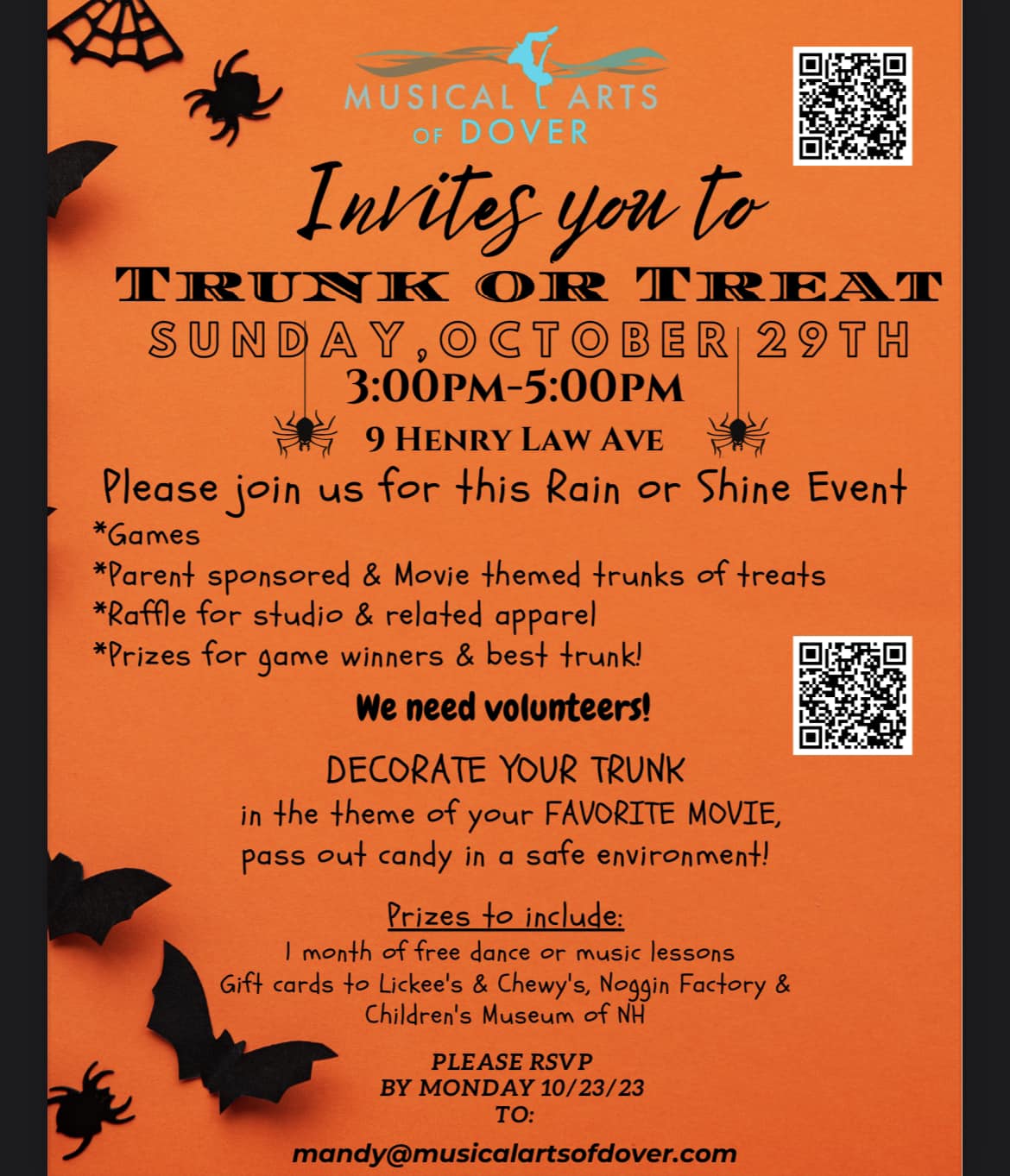 Trunk or Treat with Musical Arts of Dover Seacoast Kids Calendar